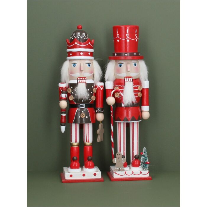 Gisela Graham Set of 2 Wood Ornaments - Nutcracker w Gingerbread